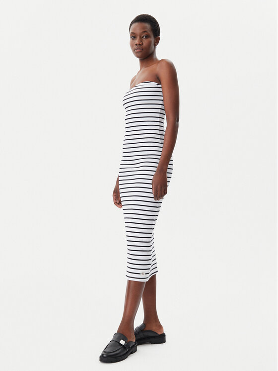 Calvin Klein Jeans Calvin Klein Jeans Ljetna haljina J20J225263 Bijela Slim Fit