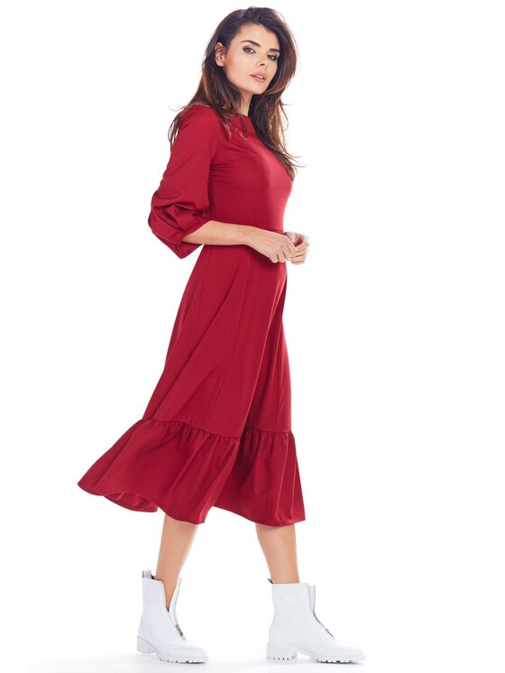 Awama Awama Sukienka codzienna A345 Bordowy Basic Fit