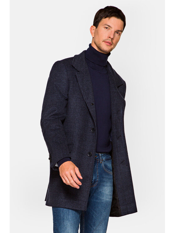 Lancerto Lancerto Płaszcz wełniany Conventry KU054221000006 Granatowy Regular Fit