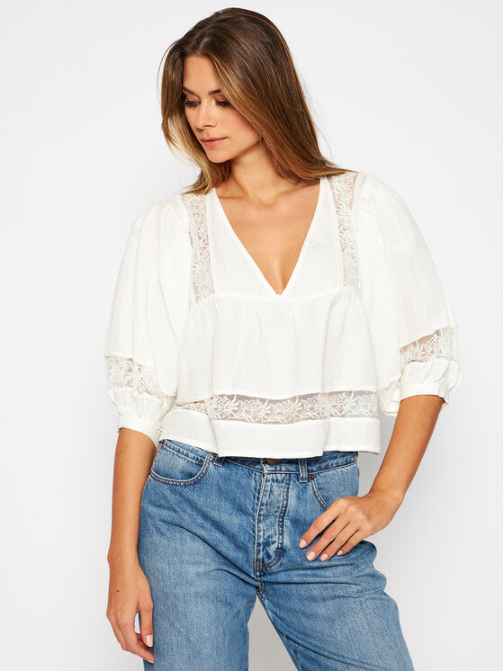 Pepe Jeans Chemisier Sophie PL303744 Blanc Oversize • Modivo.fr