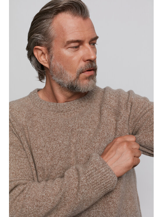 B SIDES B SIDES Sweter DARWIN Beżowy Regular Fit