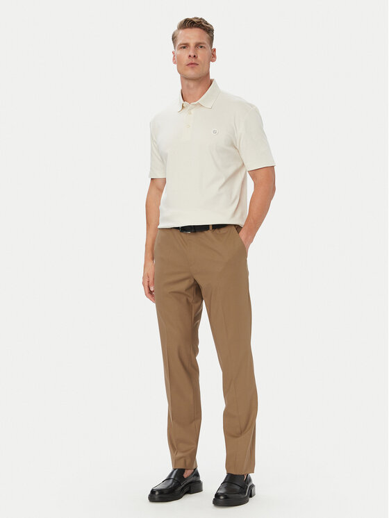 BOSS BOSS Тениска с яка и копчета C-Parris 01 50555829 Кремав Regular Fit