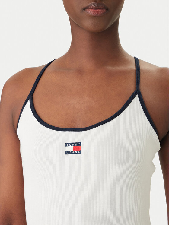 Tommy Jeans Tommy Jeans Top DW0DW22261 Alb Slim Fit