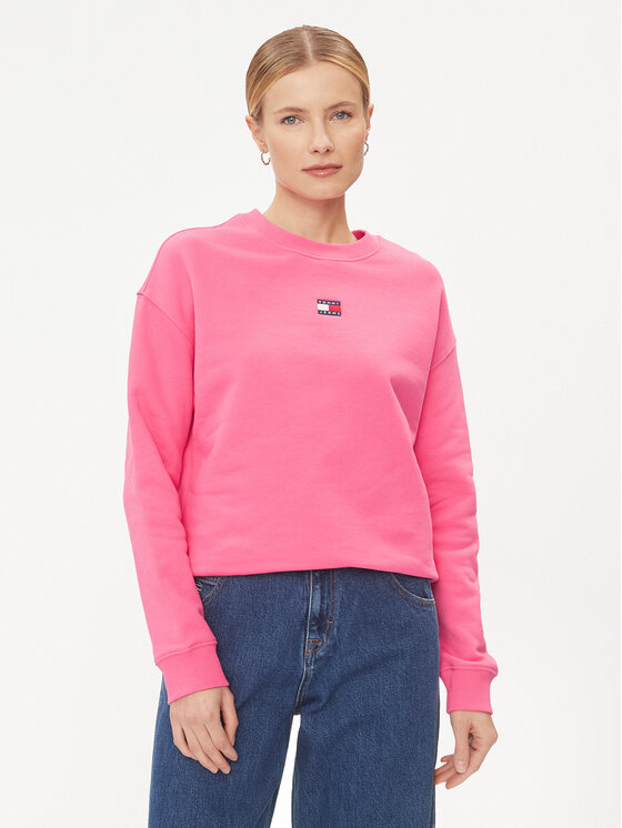 Női Pulóver Tommy Jeans, Méret: M, Rózsaszín, Badge DW0DW17325