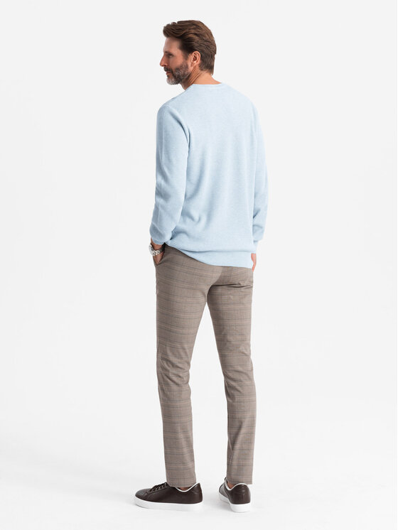 Ombre Ombre Sweter OM-SWSW-0142 Niebieski Regular Fit