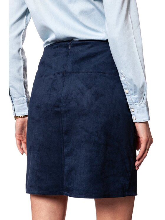 Tom Tailor Tom Tailor Spódnica mini TOM TAILOR FAKE VELOUR LEATHER SKIRT Niebieski Regular Fit