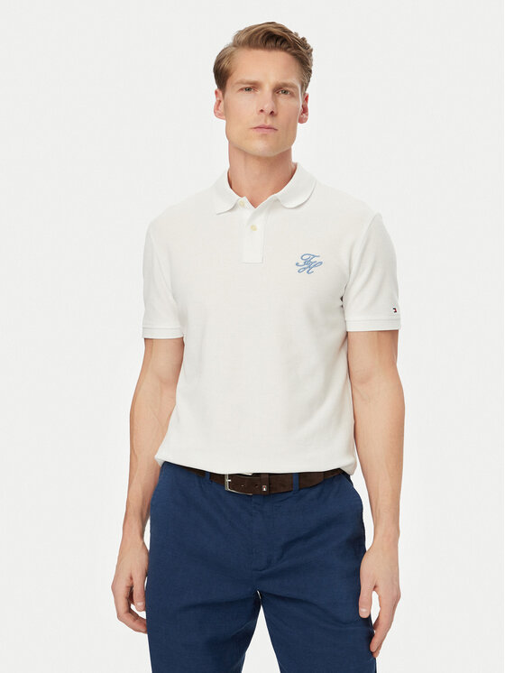 Tommy Hilfiger Tricou polo MW0MW43046 Alb Regular Fit