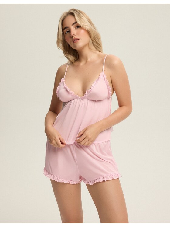 Esotiq Esotiq Piżama 43878 Różowy Regular Fit