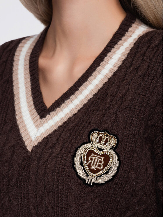 Ombre Ombre Sweter OW-SW-E0023 Brązowy ciemny Regular Fit