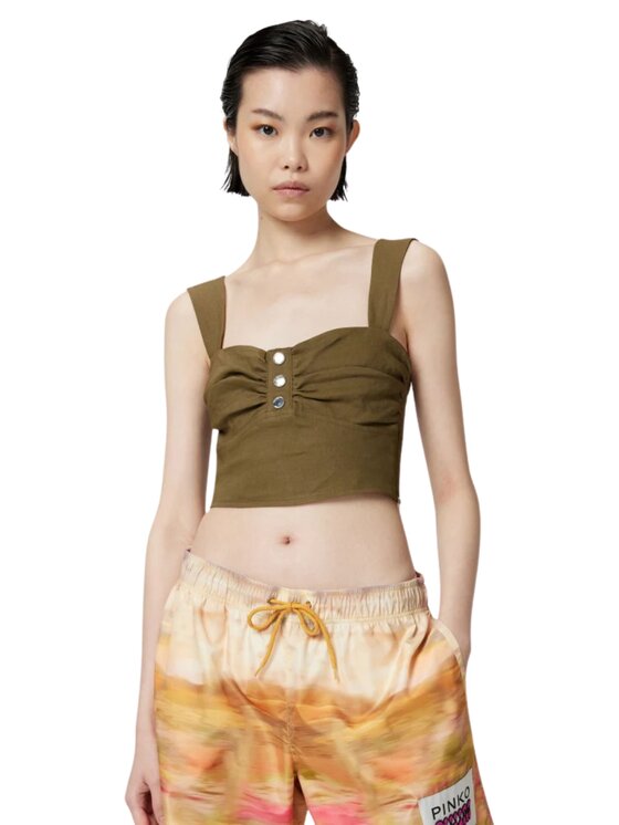 PINKO PINKO Top Voyager top lino stretch Zielony Regular Fit