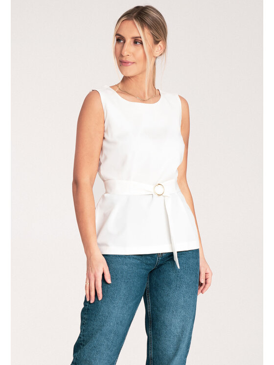 FIGL FIGL Bluzka M1071 Biały Regular Fit