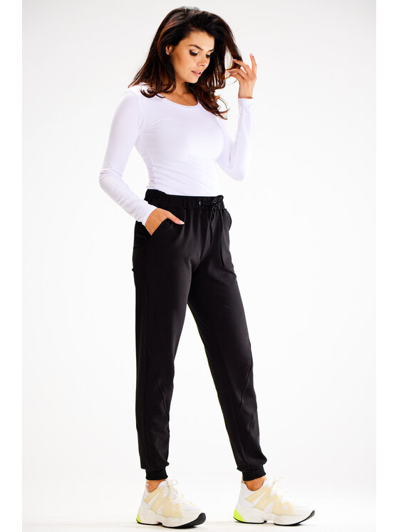 Awama Awama Spodnie damskie A608 Czarny Basic Fit
