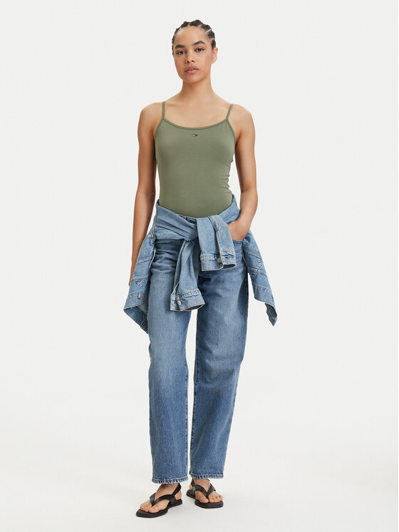 Tommy Jeans Tommy Jeans Top Essential DW0DW20675 Zelena Slim Fit