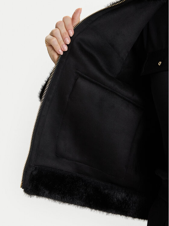 Rinascimento Rinascimento Pelzmantel CFC0122227003 Schwarz Regular Fit