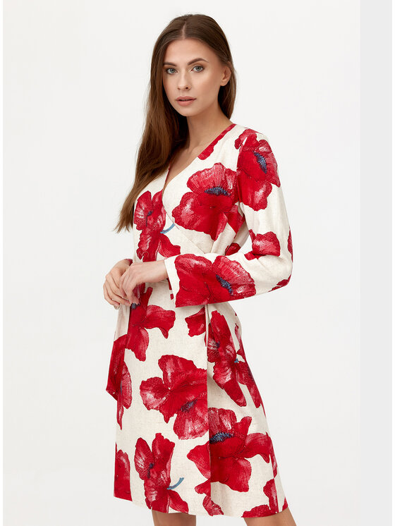Bubala Bubala Sukienka codzienna Kopertowa’2 Biały Feminine Fit