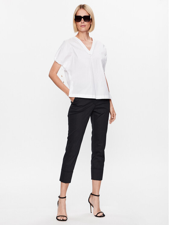 Peserico Peserico Medžiaginės kelnės P04629 Juoda Regular Fit