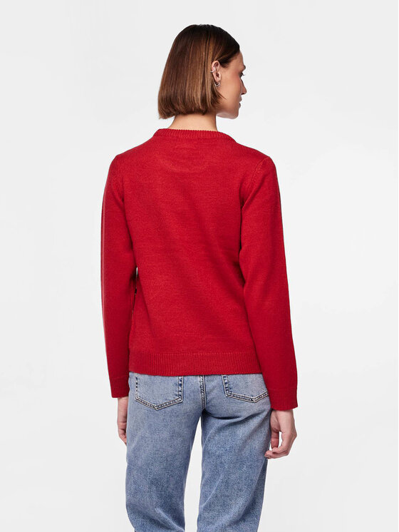 Pieces Pieces Pulover 17121018 Rdeča Regular Fit