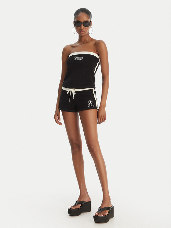 Juicy Couture Juicy Couture Top Applique Terry JCWSC126314 Czarny Slim Fit