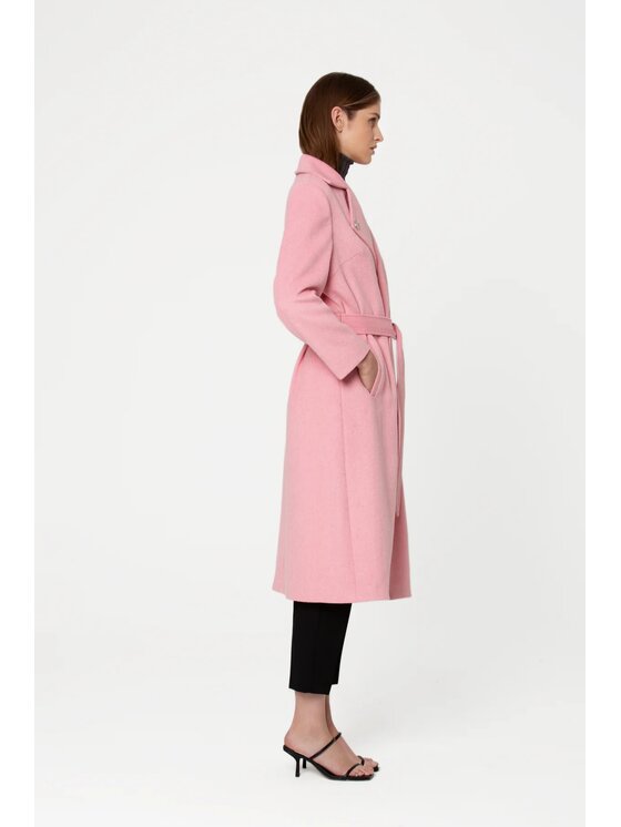GIODORO GIODORO Μάλλινο παλτό L Ροζ Straight Fit