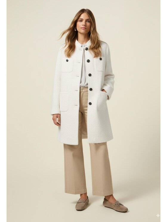 Oltre Oltre Cappotto 0066R000461N011 Bianco Baggy Fit