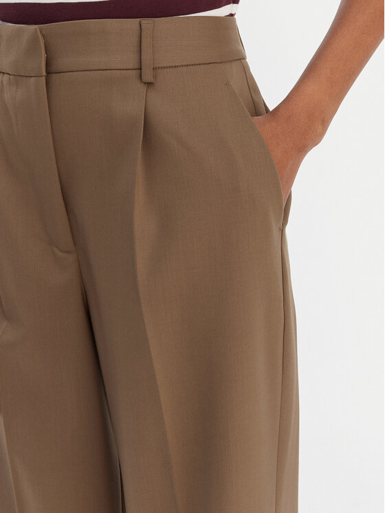 Tommy Hilfiger Tommy Hilfiger Текстилни панталони Timeless WW0WW48801 Бежов Wide Leg