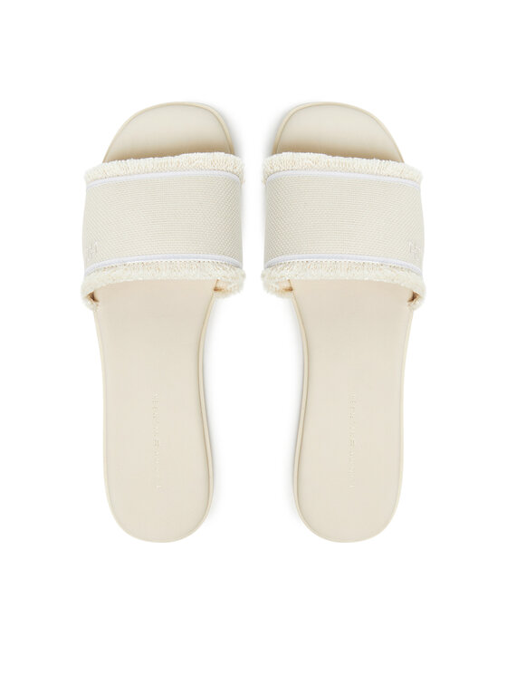 Tommy Hilfiger Tommy Hilfiger Шльопанці Fringe Canvas Flat Sandal FW0FW08908 Бежевий
