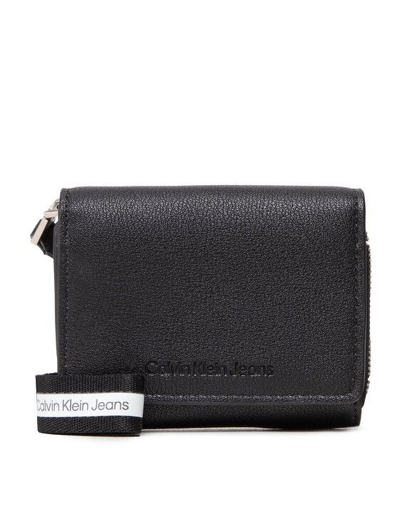 Calvin Klein Jeans Малък дамски портфейл Ultralight Wallet W/Wristlet K60K609325 Черен