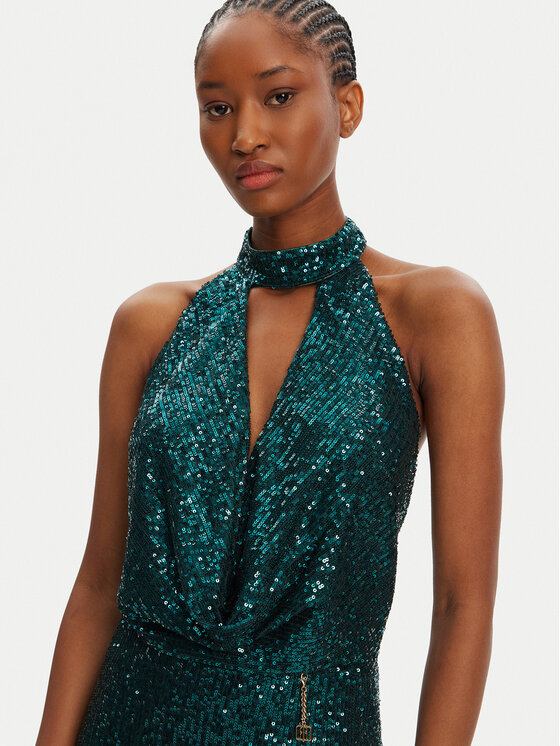 Fracomina Fracomina Večerní šaty FQ25WD3012W706N6 Zelená Regular Fit