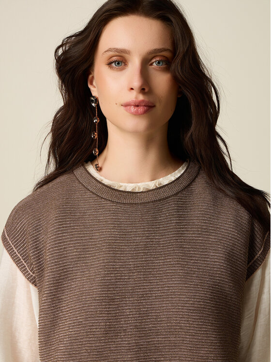 Oltre Oltre Sweter M271E002297N032 Brązowy Regular Fit
