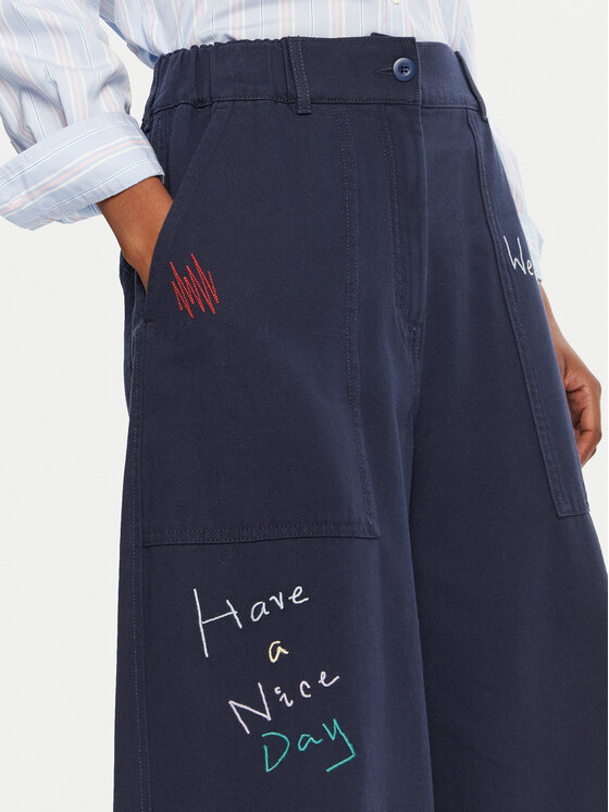 Weekend Max Mara Weekend Max Mara Jeans hlače Lotus 2525136011 Mornarsko modra Wide Leg