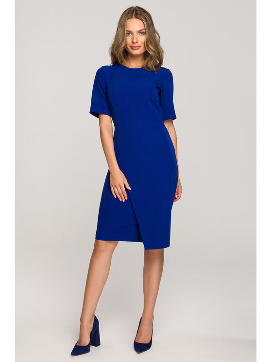 Stylove Stylove Koktejlové šaty S317 Modrá Regular Fit