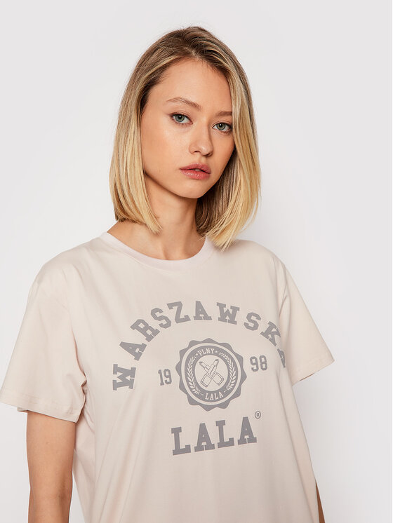 PLNY LALA PLNY LALA Tričko Warszawska Lala PL-KO-CL-00275 Béžová Classic Fit