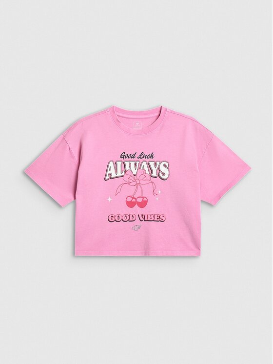 4F 4F T-Shirt 4FJRAW26TTSHF4239-56S Różowy Boxy Fit