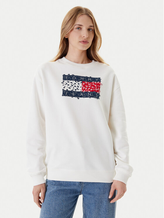 Tommy Jeans Tommy Jeans Bluză Floral Flag DW0DW20933 Alb Relaxed Fit