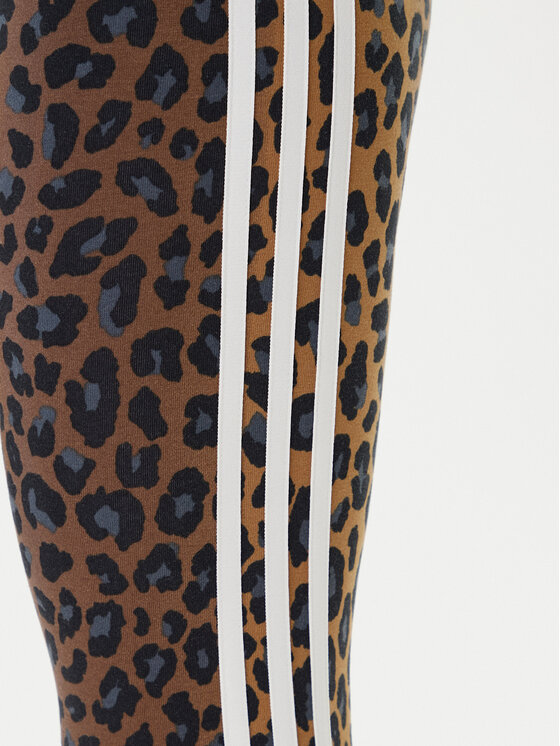 adidas adidas Legginsy Leopard 3-Stripes JW7308 Brązowy Slim Fit