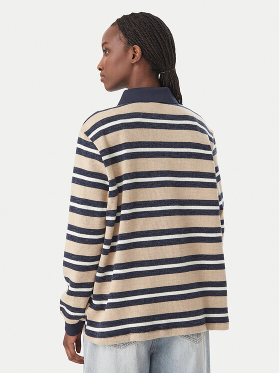 adidas adidas Bluza Stripe Knitted Polo Top LG3946 Beżowy Regular Fit