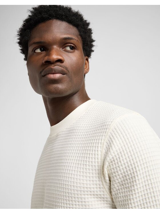 Lee Lee Longsleeve LS WAFFLE TEE Bianco Regular Fit