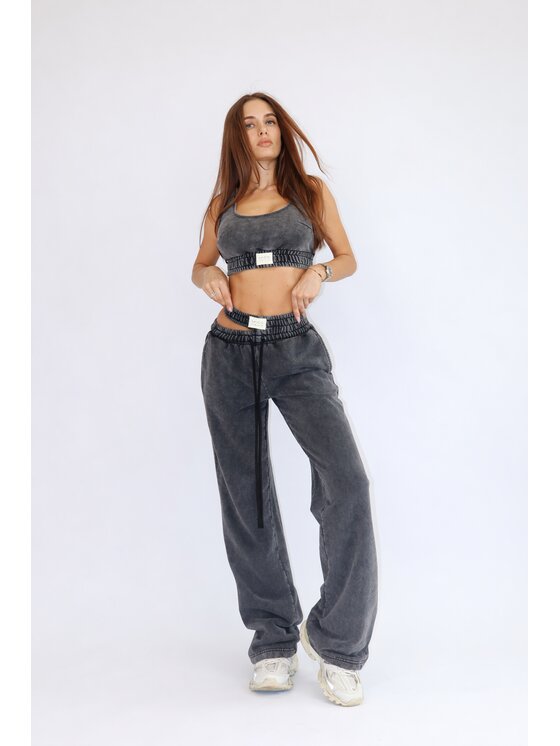 MissDenim MissDenim Spodnie dresowe Double Belt Sweatpants Czarny Oversize