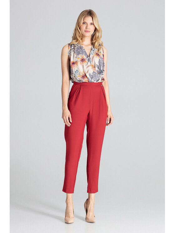 FIGL FIGLFIGL Pantaloni da donna M676 Bordeaux Regular Fit