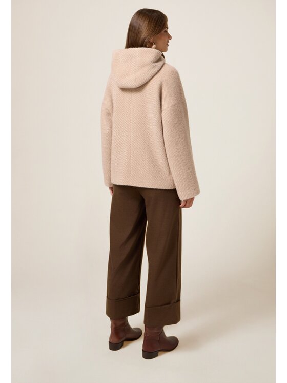Oltre Oltre Płaszcz zimowy 8157J000227N002 Kremowy Baggy Fit