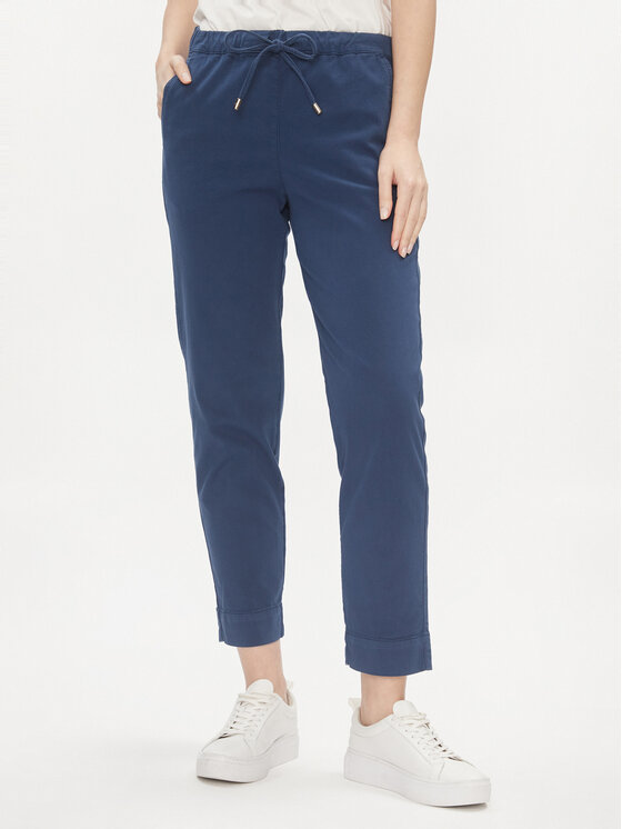 Max Mara Leisure Bavlnené nohavice Terreno 2416131058 Tmavomodrá Regular Fit