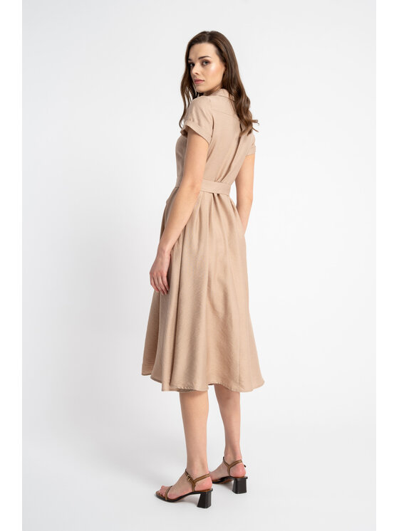 CLICK CLICK Letné šaty 60-6082 Béžová Comfortable Fit