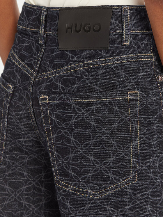 HUGO HUGO Jeans hlače 50541522 Mornarsko modra Wide Leg