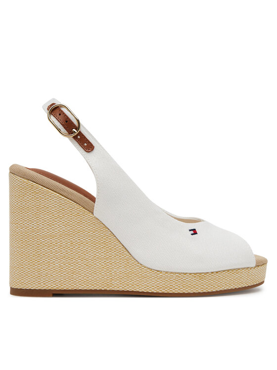 Espadrile Tommy Hilfiger Flag High Wedge Espad Slingback FW0FW08597 Alb
