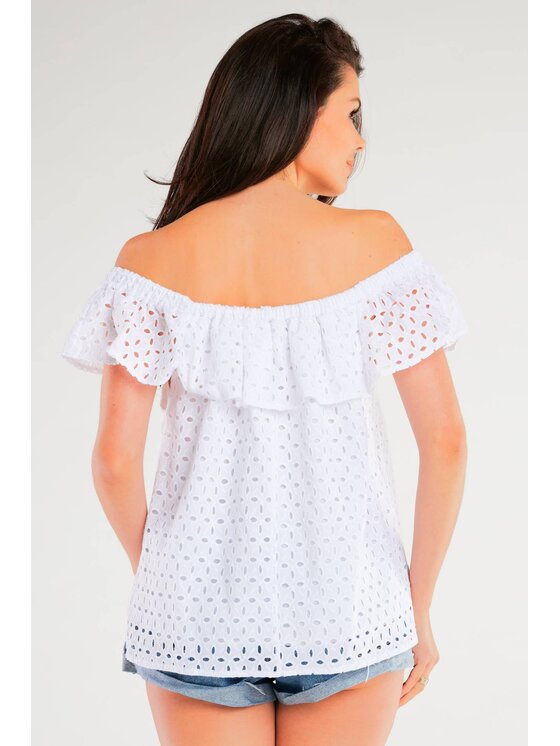 Awama Awama Bluzka A437 Biały Basic Fit