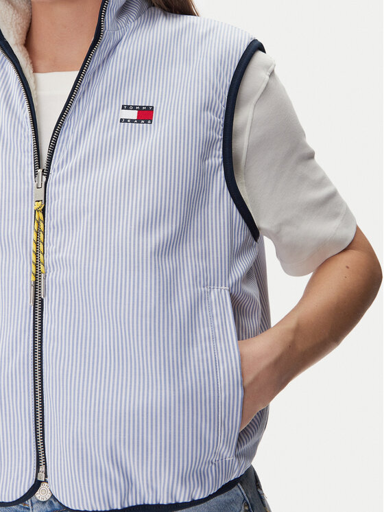 Tommy Jeans Tommy Jeans Vestă Tjw Reversible Teddy Vest DW0DW20233 Albastru celest Regular Fit
