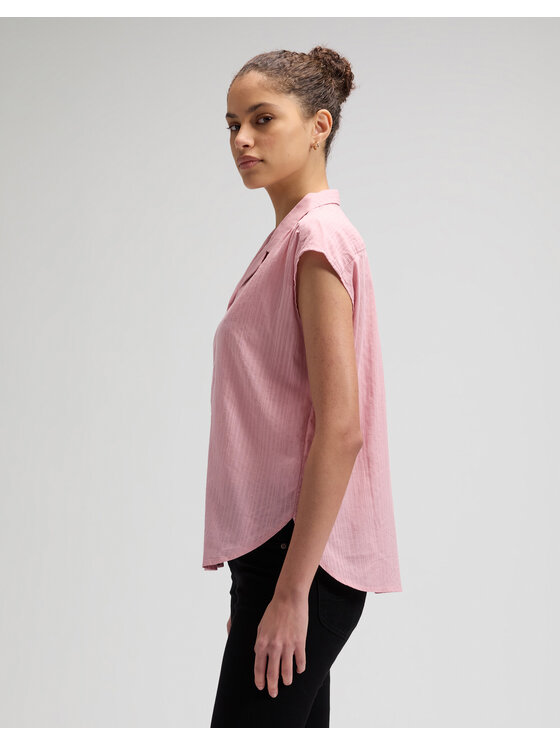 Lee Lee Koszula CAP SVE SHIRT Różowy Relaxed Fit