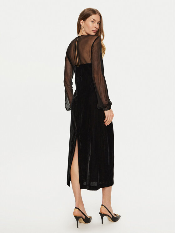 TWINSET TWINSET Kokteilikleit 242TT2180 Must Slim Fit
