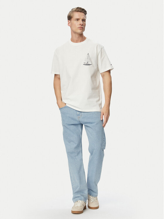Tommy Jeans Tommy Jeans Marškinėliai Sailboat DM0DM23184 Balta Regular Fit