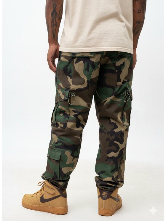 Jigga Wear Jigga Wear Spodnie cargo Bojówki Camo Moro Wojskowe Militarne Taktyczne RipStop 129987 Khaki Regular Fit